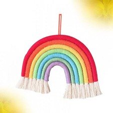 Arte de pared de cuerda de algodón hecho a mano para decoración de habitación de niñas arco iris