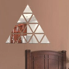 16 Piezas Acrílico Arte Adhesivo Espejo Decoración Pared Triángulo Patrón para Hogar Oficina