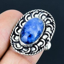 Anillo de joyería de plata esterlina 925 hecho a mano con piedras preciosas...