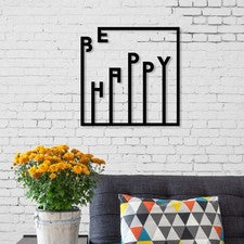 Arte de pared de metal Be happy decoración colgante de pared para hogar sala dormitorio