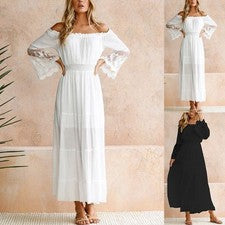 Vestido de verano para mujer Bohemian Bohemian Dress vestido largo manga larga moda suelta