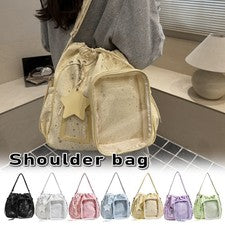 Bolso Bandolera Kawaii Estampado de Estrellas con Cordón Mochila Estudiantes Escuela Bolso de Hombro