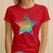 Camiseta Glitter Star Mujer Colorida Divertida Gráfica Divertida Regalo Amante de los Animales