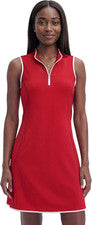Elegante vestido deportivo para mujer sin mangas con diseño de cremallera en cuarto