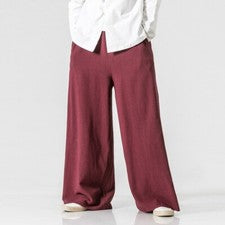 Pantalones de hombre estilo vintage chinos holgados pantalones rectos de pierna ancha de lino nuevos