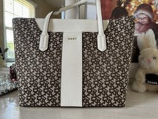 Bolso de hombro DKNY para mujer textil marrón blanco $198