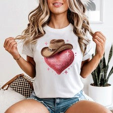 Camiseta Vaquera Corazón Mujer Linda Crochet Western Country Lover Regalo de Cumpleaños