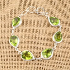 Pulsera de plata peridoto verde 925 hecha a mano joyería regalo de aniversario para ella
