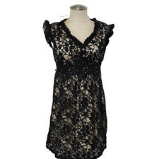 Nuevo con etiquetas Vestido Junior Mujer Forrado Cintura Superposición Encaje Negro Lo último y Delicioso Diseño L