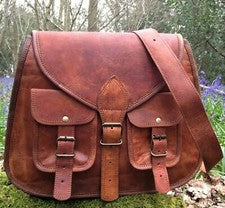 Bolso de cuero genuino de hombro marrón vintage para mujer bandolera estilo d...