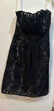 Mini Vestido de Fiesta WHBM Para Mujer Negro Cóctel Línea A Cuello Vieira Cremallera Talla 0