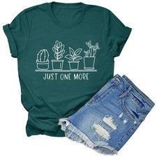 Camisa Plant Shirts Mujer Solo Una Más Planta Causal Manga Corta (Verde, M)