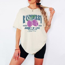 Camiseta para mujer Frambuesa Fruta Estilo Vintage Hecha en EE. UU. Journey Love