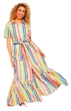 Vestido para mujer multicolor a rayas arco iris manga corta/diferentes tallas