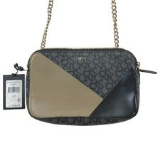 Bolso Bandolera DKNY Veronica Doble Cremallera Para Mujer Pequeño Cuero Negro Cadena Cartera