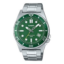 Casio Quarzo Verde Quadrante In Acciaio Inox MTD-135D-3AV Orologio da Uomo