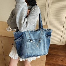 Bolso de mano informal de mezclilla para mujer Bolsos de mano Moda Carteras Bolsos de hombro