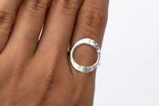 Anillo circular de plata de ley 925, banda y anillo llamativo anillo hecho a mano todos los tamaños