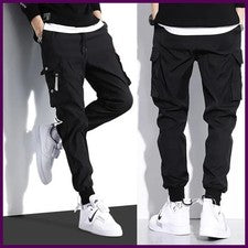 Pantalones de trabajo informales y de moda para hombre con múltiples bolsillos calce holgado informales hip-hop