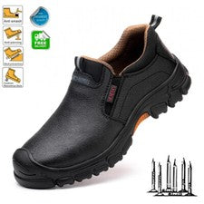 Botas de trabajo con puntera compuesta de cuero para hombre impermeables zapatos de seguridad antiestáticos talla 9