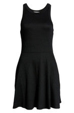 Nuevo BP. Vestido midi para mujer talla XS negro tejido acanalado sin mangas espalda deportiva línea A