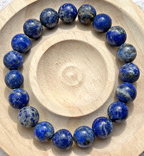 Pulsera de lapislázuli azul pulsera elástica brazalete 9 mm piedra preciosa cristal piedra curativa