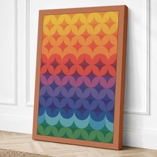 Arte de pared con impresión geométrica en lienzo de ondas cromáticas decoración del hogar listo para colgar