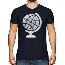 CAMISETA GLOBO ESTAMPADO DESGASTADO PARA HOMBRE ESTILO VINTAGE TOP GEOGRAFÍA REGALO PROFESOR