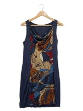 Vestido de verano mujer s.Oliver talla 36 azul escote cascada abstracto