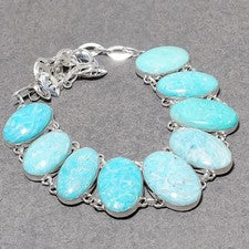 Collar Hecho a Mano Amazonita Forma Ovalada Piedras Preciosas Moda Regalo Étnico Joyería 18"