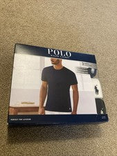 POLO RALPH LAUREN Para hombres Calce Ajustado Algodón Crew Nk Camiseta Interior Paquete de 3 Talla XL BK WT NY
