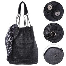 Bolso de hombro de mujer de 1 pieza, bolso chic para exteriores con bufanda de seda para mujer.