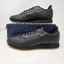 Zapatos informales cómodos Reebok clásicos de cuero 'goma negra' / 49798 / para hombre talla 11,5