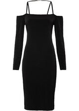 Nuevo vestido talla 40/42 negro mini vestido casual manga larga vestido informal vestido de verano