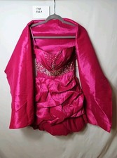 Vestido sin mangas Let's Fashion rosa con lentejuelas con chal para mujer talla S