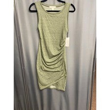 Vestido recto Treasure & Bond para mujer pequeño verde sin mangas cuello barco hipster B47