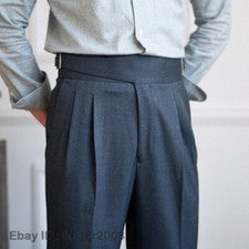 Pantalones rectos de cintura alta informales estilo británico Gurkha Paris para hombre