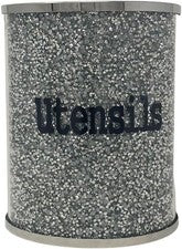 Tarro de utensilios de plata de lujo con diamante triturado cristal brillante bote de almacenamiento de cocina