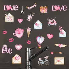 Pegatinas de pared PVC corazón celeste impermeables resistentes a las manchas para decoración del hogar