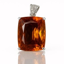 Colgante de plata maciza 925 topacio natural naranja corte cojín 80 quilates piedras preciosas sueltas