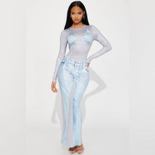 Nuevo con etiquetas Vestido Maxi Estampado Becca Moda Nova Para Mujer - Gris/Combo Talla Mediana