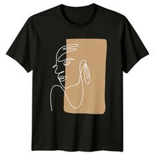 Camiseta arte línea abstracta cara mujer arte boho 2026 regalo de cumpleaños para ella