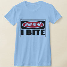 Nueva camiseta ajustada para mujer - Warning I BITE - Talla mediana - Estilo: Bella + lona