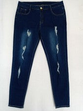 Pantalones de mezclilla largos azules destruidos de moda para hombre talla 36X31,5