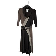 Vestido Robbie Bee Para Mujer’s M Capucha Cuello Con Cinturón Marrón Boho Negocios Informal Nuevo con Etiquetas