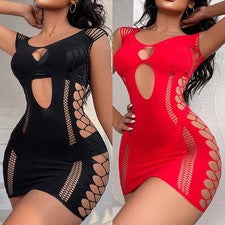 Nuevo vestido de red para mujer vestido ahuecar ropa de club minivestido