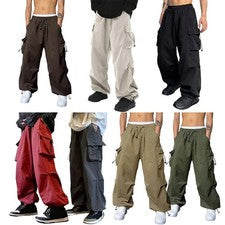 Pantalones cargo High Street para hombre de pierna ancha estilo coreano holgados pantalones informales