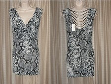 Vestido para mujer SAPA estampado de serpiente cascada capucha cuello acanalado espalda abierta nuevo con etiquetas tall
