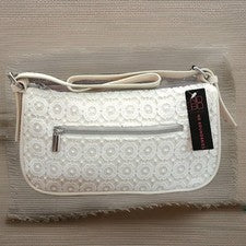 Mujer Crochet Bolso de Hombro Bolso de Mano Color Crema Cartera de Lona Sin Límites NUEVO