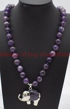 Collar colgante de cuentas de piedras preciosas redondas de amatista púrpura natural de 8/10/12 mm 16-32 pulgadas